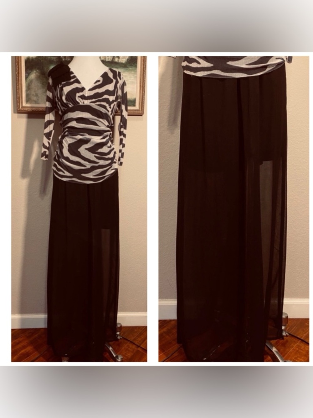 Novella Royale Sheer Maxi Skirt with Mini Skirt Underneath New